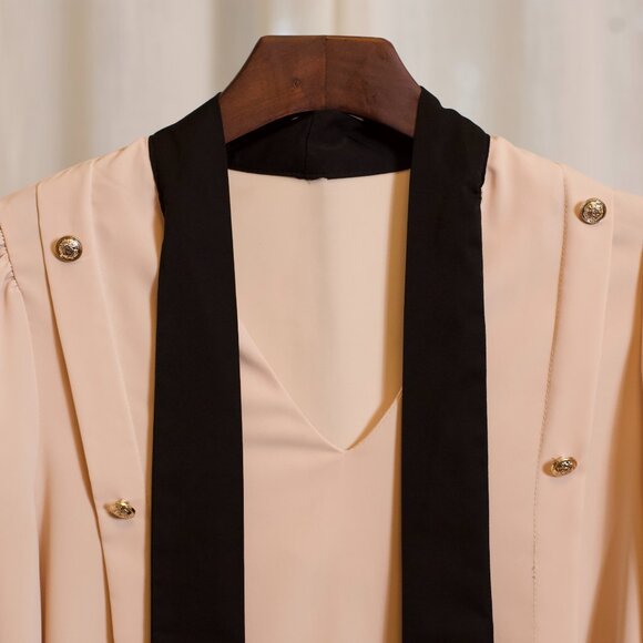 Chic Blush and Black Long Sleeve Blouse w/ Bow - Picture 3 of 9